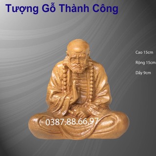 Tượng đạt ma ngồi thiền cao 15cm chất liệu gỗ bách xanh