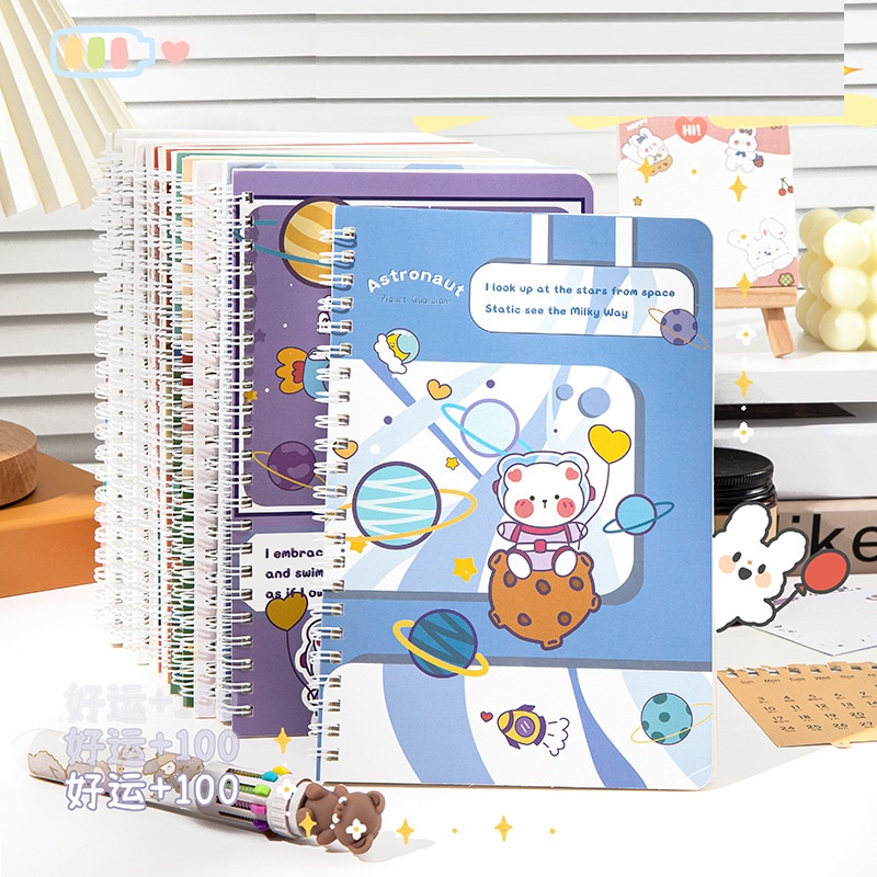 Vở lò xo kép kẻ ngang kích thước A5 tiêu chuẩn 60 trang nhiều mẫu - Gấu Xám