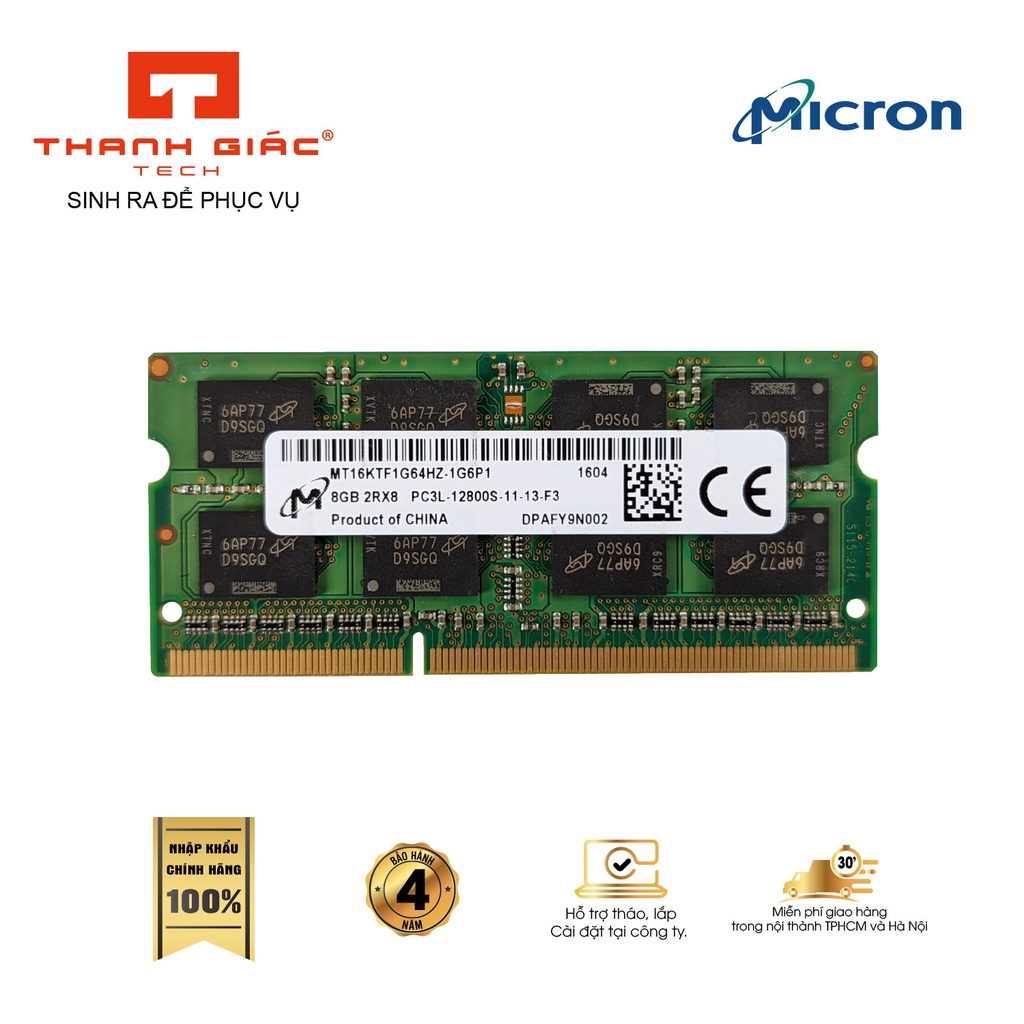 RAM Laptop DDR3L Micron 4GB/8GB Bus 1600 Hàng Nhập Khẩu - Bảo Hành 4 Năm