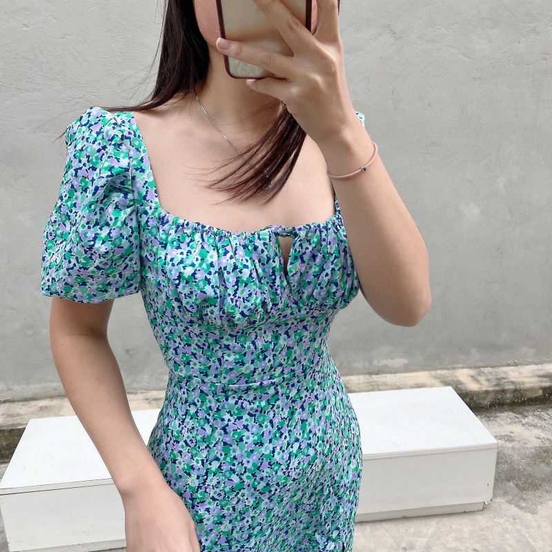 Váy lụa hoa nhí vintage siêu tôn dáng