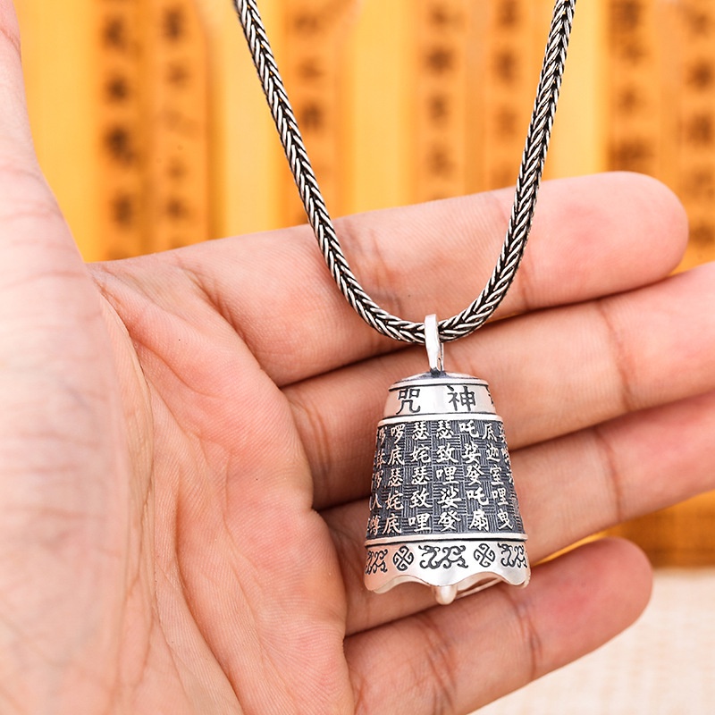 Dây Chuyền Mặt Chuông Bạc Phong Cách Dân Tộc Cho Nam Và Nữ