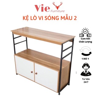 Kệ Nhà Bếp - Kệ Để Lò Vi Sóng Khung Sắt Sơn Tĩnh Điện Sàn Gỗ MDF Cao Cấp