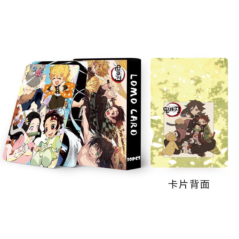 Hộp 30 Ảnh Thẻ Lomo Hai Mặt In Hình Nhân Vật Nezuko Zenitsu Inosuke Trong Demon Slayer