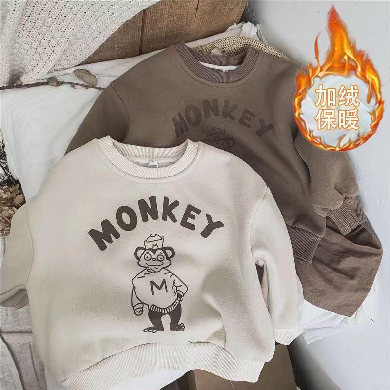 Áo Hoodie Vải Bông Chui Đầu In Chữ Thời Trang Thu Đông Mới Cho Bé Trai Và Gái