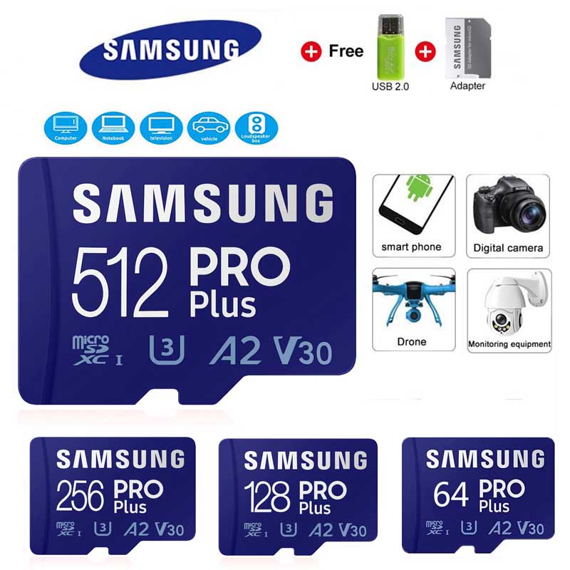 SAMSUNG Thẻ Nhớ Micro SD / TF EVO Plus 128G 256G 512G Class 10 UHS-I Tốc Độ Cao 64G Cho CCTV