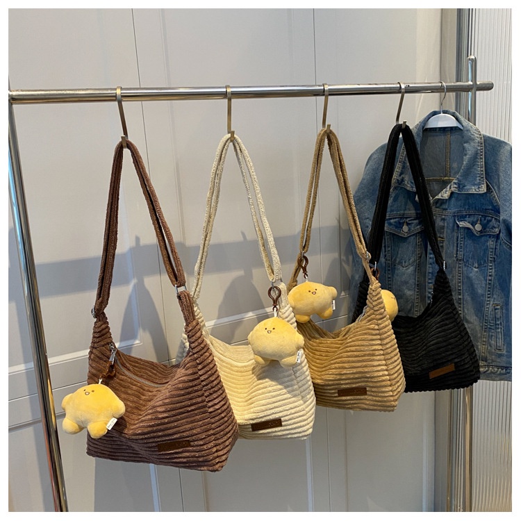 Túi Đeo JASMIN NOIR Chéo Vải Flannel Hình Bán Nguyệt Thiết Kế Đơn Giản Cá Tính Cho Nữ