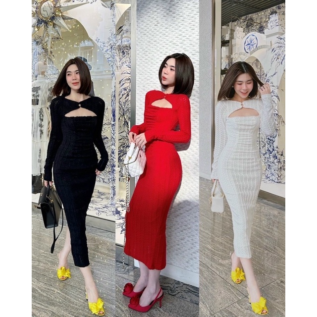 Đầm Thiết Kế Cutout Lưng Ngực Siêu Sexy Tôn Dáng Chất Ren Cao Cấp Mã CH