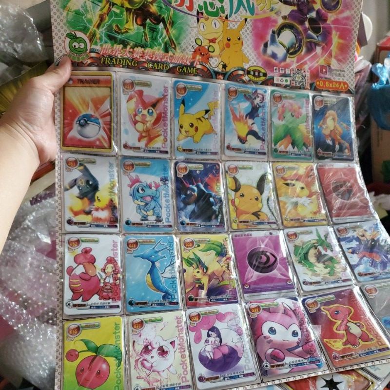 Vỉ 120 thẻ bài pokemon lụa