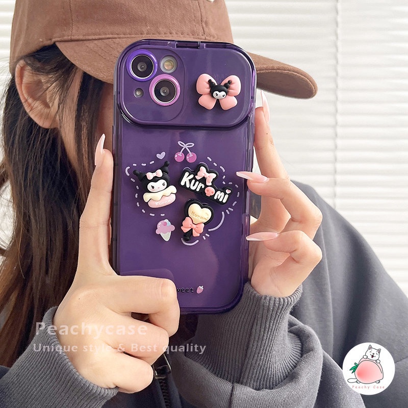 Ốp Điện Thoại TPU Mềm Có Gương Trang Điểm Hình Kouromi 3D Cho iPhone 14 13 12 11 Pro Max Xr Xsmax 13pro