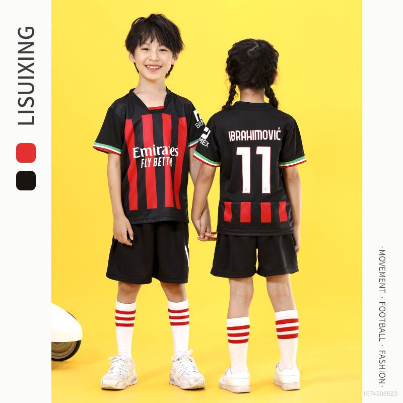 Bộ Quần Áo Bóng Đá AC Milan Mùa Giải 22 / 23 Dành Cho Trẻ Em