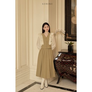Chân váy dáng dài PRIM thiết kế xếp ly bản to kiểu Hàn quốc by Serene