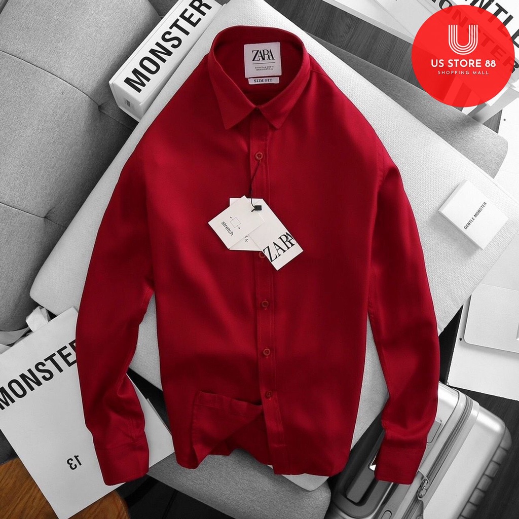 Áo Sơ Mi Nam Trơn Dài Tay ZR MEN BASIC Màu Đỏ - Chất Vải Cotton Lụa Cao Cấp Chống Nhăn, Thoáng Mát