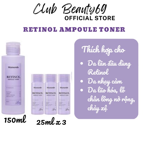 Toner Retinol chống lão hoá Mamonde Retinol Ampoule 150ml, nước hoa hồng retinol mamonde