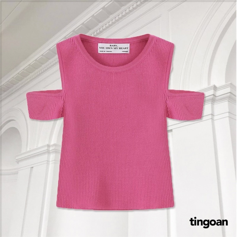 PASS Áo len ngắn tay dáng lửng khoét vai hồng BE MINE TOP/PK tingoan SG 200k