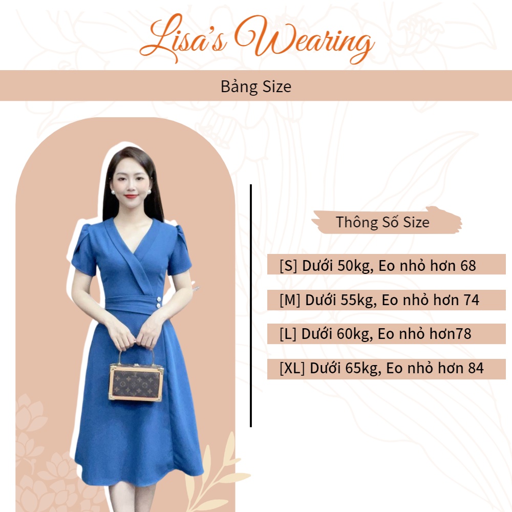 Đầm trơn chiết eo dáng xoè phối cổ nơ phù hợp công sở, dự tiệc, dạo phố,..