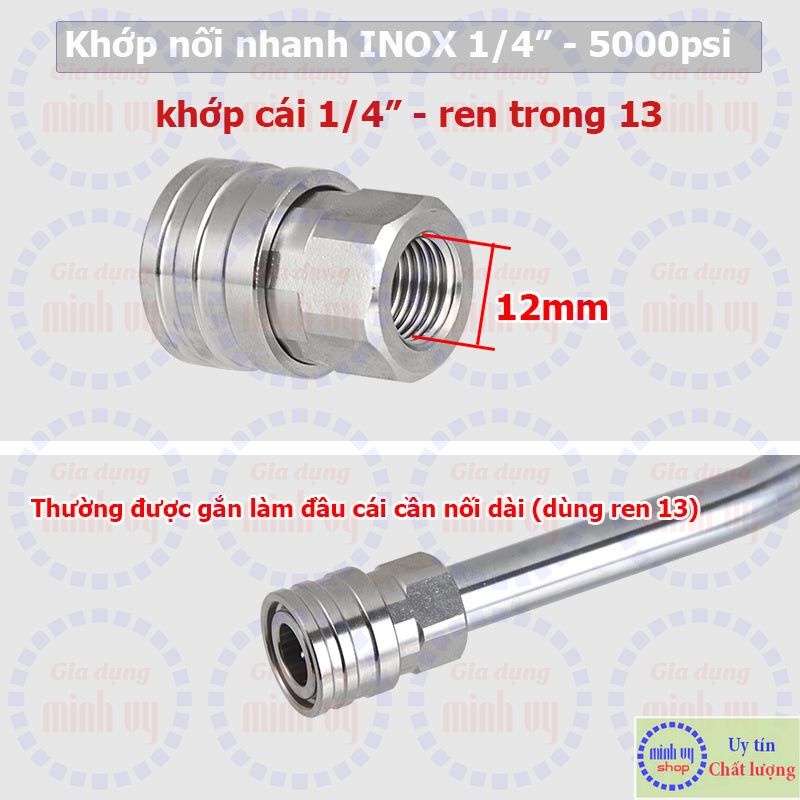 Khớp nối nhanh CÁI 1/4" INOX - 5000psi -HG1/4