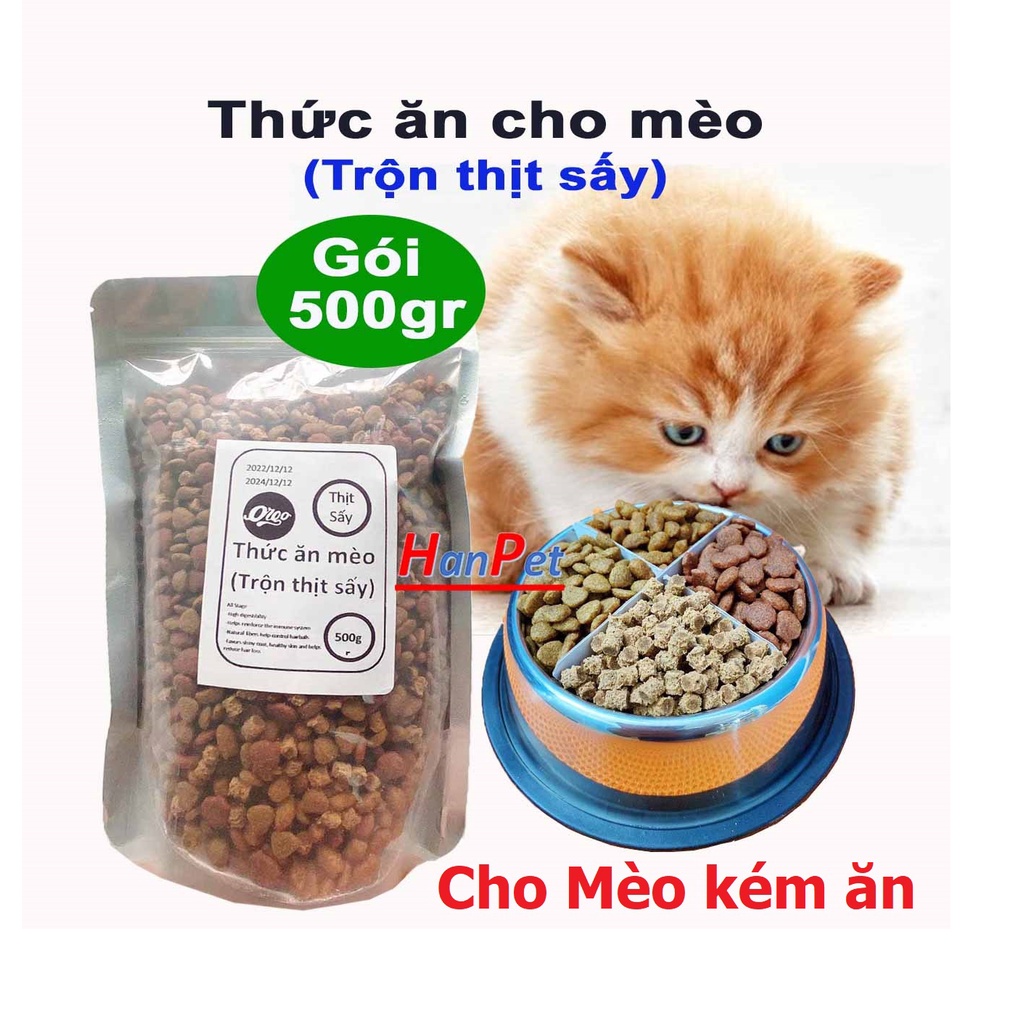 Orgo 500 trộn- Hạt cho mèo biếng ăn thức ăn trộn thịt sấy cat eye catsrang