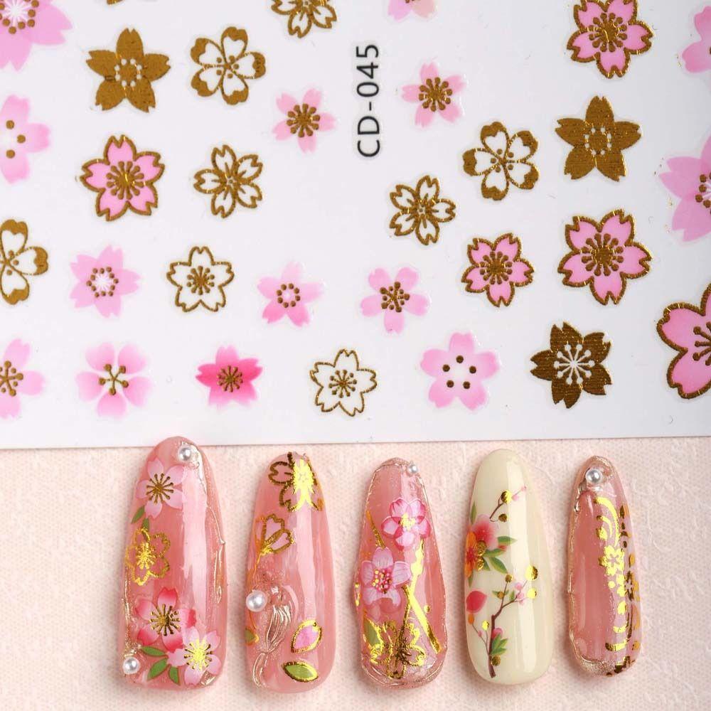 LOMBARD Miếng Dán Trang Trí Móng Tay Hình Hoa Lá Thời Trang