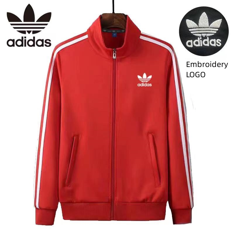 Áo Khoác Thể Thao Adidas 100% Chính Hãng Cổ Đứng Thêu Logo Phối Khóa Kéo Thoáng Khí Thoải Mái Cho Nam