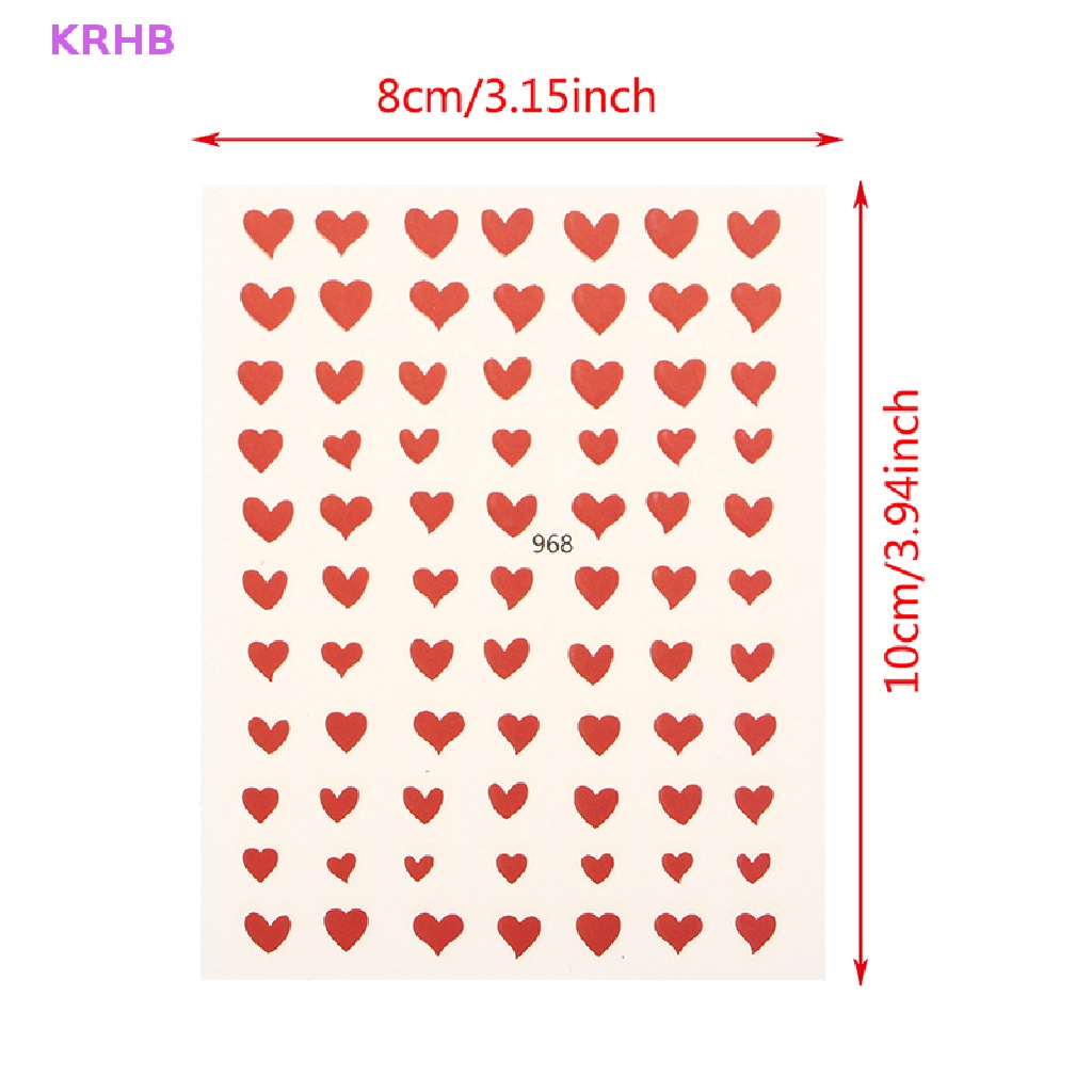 1 Miếng Dán Trang Trí Móng Tay 3D Hình Trái Tim Màu Đỏ Đen Mới