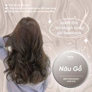 (Tặng Bodymist) Thuốc nhuộm tóc màu nâu gỗ không tẩy (kèm trợ nhuộm, găng tay)