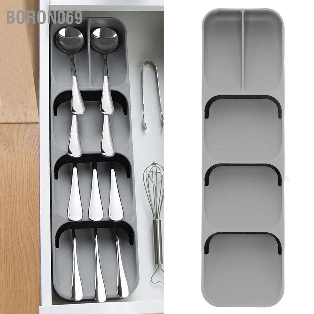 Khay chia thìa dĩa đũa nhiều ngăn Bộ đồ ăn nhà bếp Thìa Hộp lưu trữ Khay chia và sắp xếp dao kéo ngăn Boron069