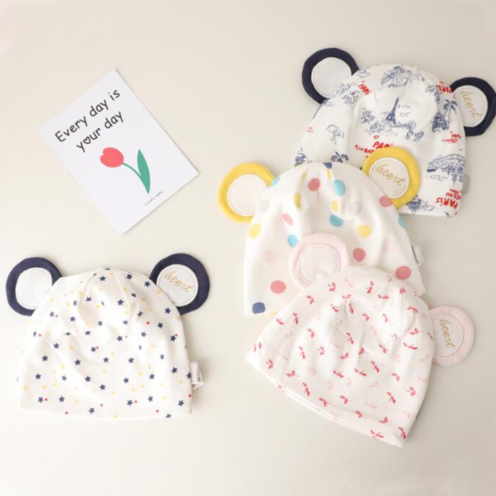 Mũ Cotton In Họa Tiết Hoa / Ngôi Sao Hoạt Hình Dễ Thương Thời Trang Thu Đông Cho Bé Gái 0-3 Tháng Tuổi