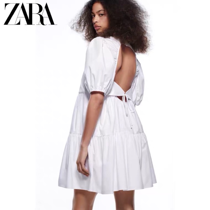 Váy babydoll trắng của hãng zara newtag size M