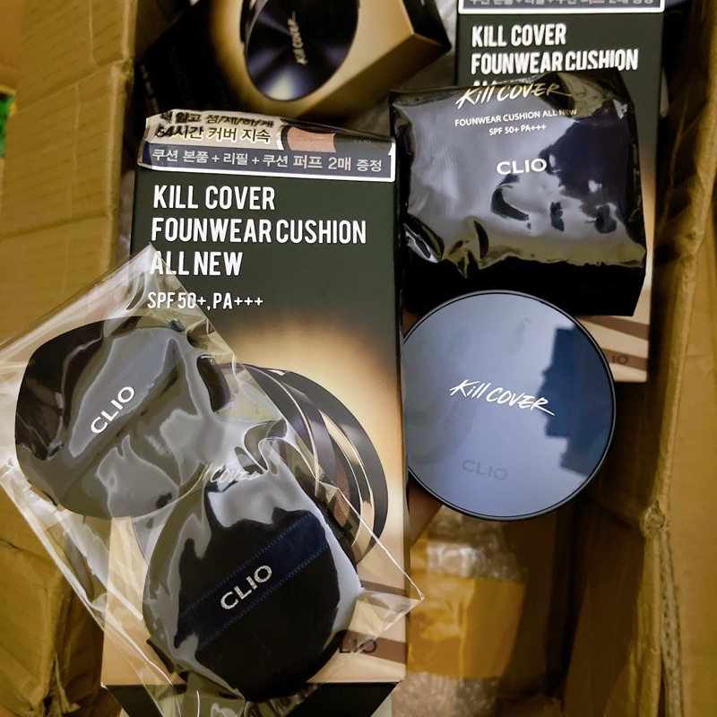 PHẤN NƯỚC CLIO KILL COVER FOUNWEAR CUSHION ALL NEW  tặng kèm lõi và bông phấn nước date 4/24