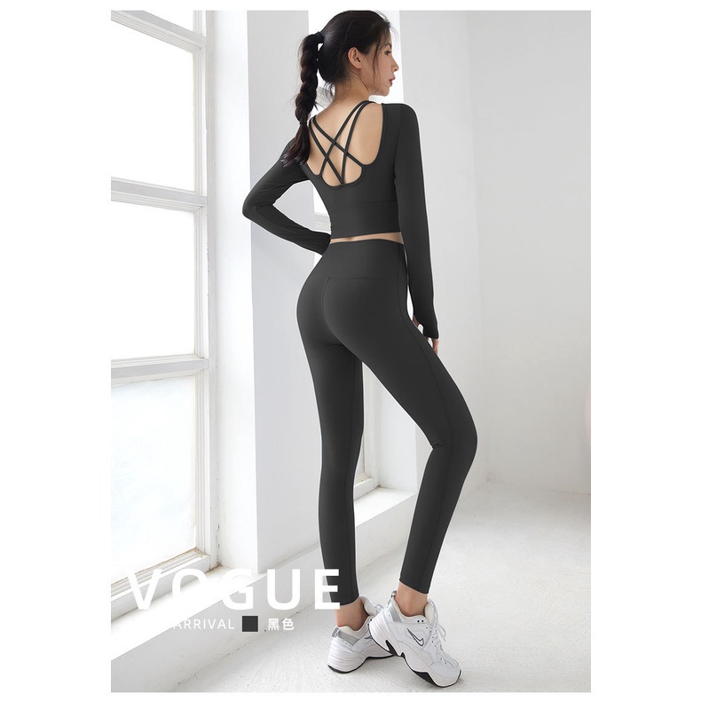 Áo Croptop Thể Thao Tay Dài Có Mút Đệm Thời Trang