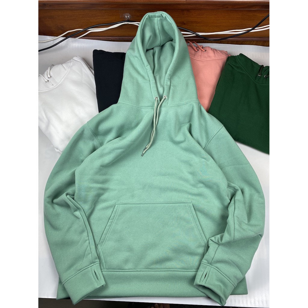 Áo hoodie unisex 2T Store H21 Xanh Mint Bạc Hà - Áo khoác nỉ nữ chui đầu nón 2 lớp dày dặn chất lượng đẹp