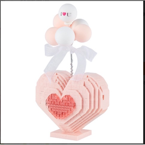 Đồ Chơi Xếp Hình  Trái tim màu hồng Lắp Ráp Mô Hình Trái Tim Màu Hồng  phát sáng có thể   Làm Quà Tặng
