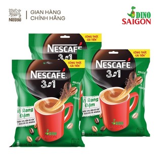 Combo 3 bịch cà phê hòa tan nescafé 3in1 công thức cải tiến vị rang đậm