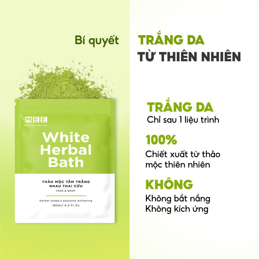 Tắm trắng x3 nhau thai cừu, dưỡng trắng da body thảo mộc Mee Natural White Herbal Bath 180g