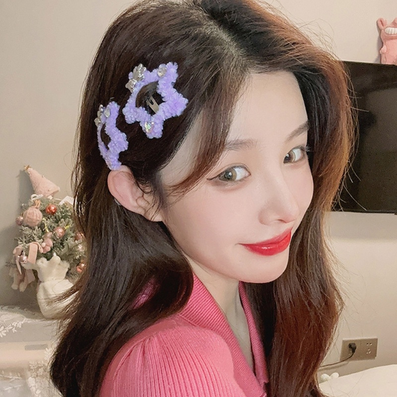 Kẹp Tóc Hình Ngôi Sao Bằng Lông Nhung Xinh Xắn Y2k