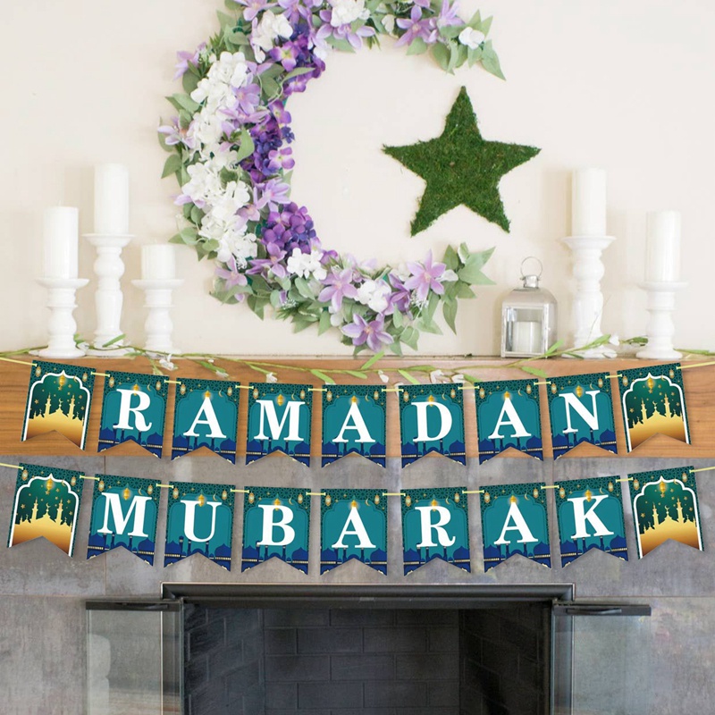 1 Banner Giấy Eid Mubarak Ramadan 2023 Trang Trí Tiệc Hồi Giáo