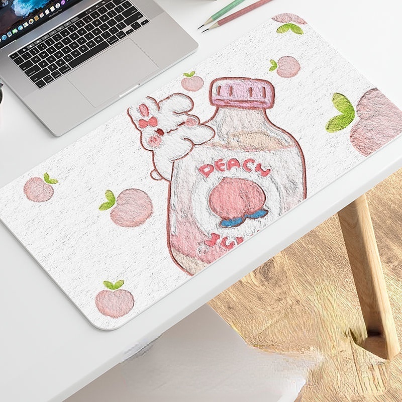 Tấm Lót Chuột Máy Tính Bằng Da Chống Trượt Chống Bẩn In Hình Thỏ Hoạt Hình Dễ Thương