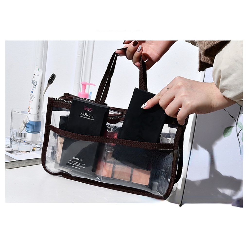 Túi Đựng Mỹ Phẩm Bằng EVA Trong Suốt Hai Lớp Có Khóa Kéo Tiện Dụng
