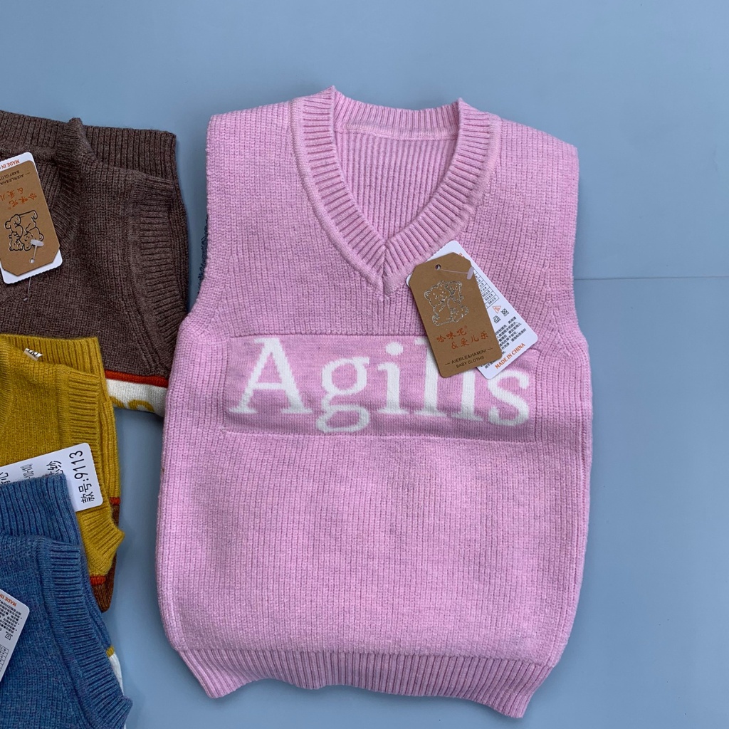 Áo gile len cho bé 8 - 19kg, Gile cotton len tăm cho bé trai, bé gái.