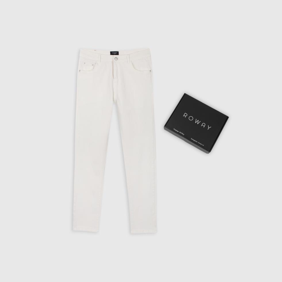 Quần jean nam ROWAY vải denim co giãn nhẹ, form skinny, Jean trắng !