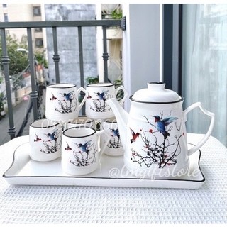[QUÀ TẶNG CAO CẤP] - BỘ BÌNH CỐC SỨ HỌA TIẾT CHIM