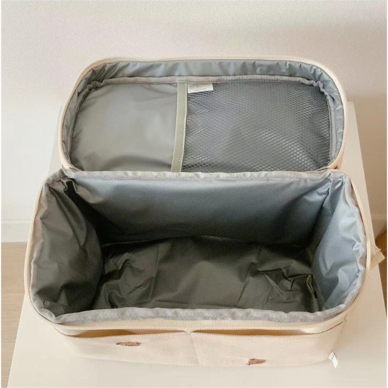 Túi giữ nhiệt bỉm sửa họa tiết thêu, túi bỉm sữa chống nước đa năng phong cách Hàn Quốc