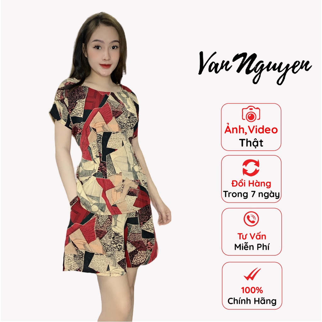 Đồ Bộ Đùi Nữ Chất Mango Cao Cấp Thiết Kể Cổ Thuyền Nhã Nhặn Nhấn Eo Quyến Rũ Vân Nguyễn