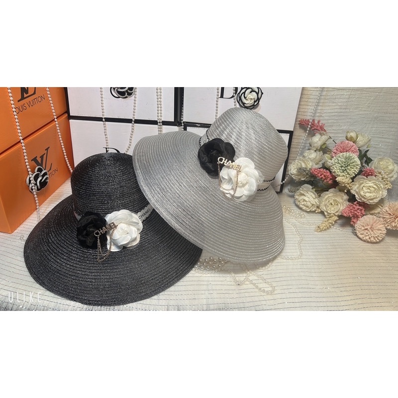 (Giá sỉ)Mũ cói đi biển kiểu chuông gắn hoa sang trọng
