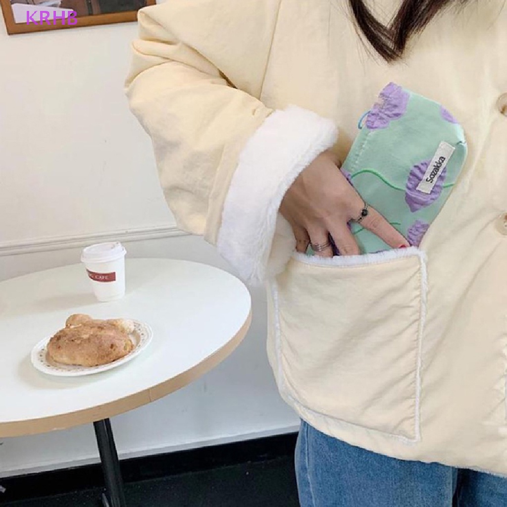 Túi Đựng Cọ Trang Điểm Có Khóa Kéo Họa Tiết Hoa 3D Mới