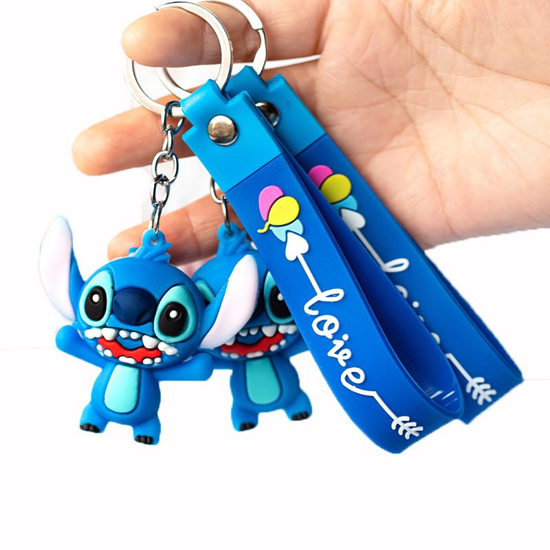 Móc Khóa Xe Hơi / Balo Đi Học Họa Tiết Hoạt Hình Stitch Dễ Thương Cho Cặp Đôi