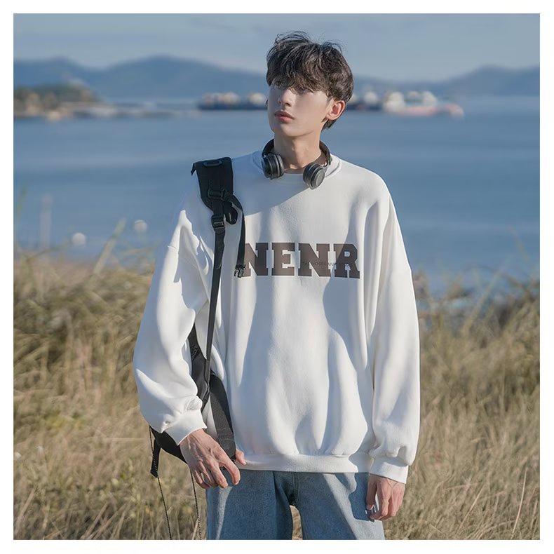 Áo sweater Tay Dài Cổ Tròn In Họa Tiết Phong Cách hip hop Đường Phố Nhật Bản Cho Nam Cỡ Lớn M-5XL