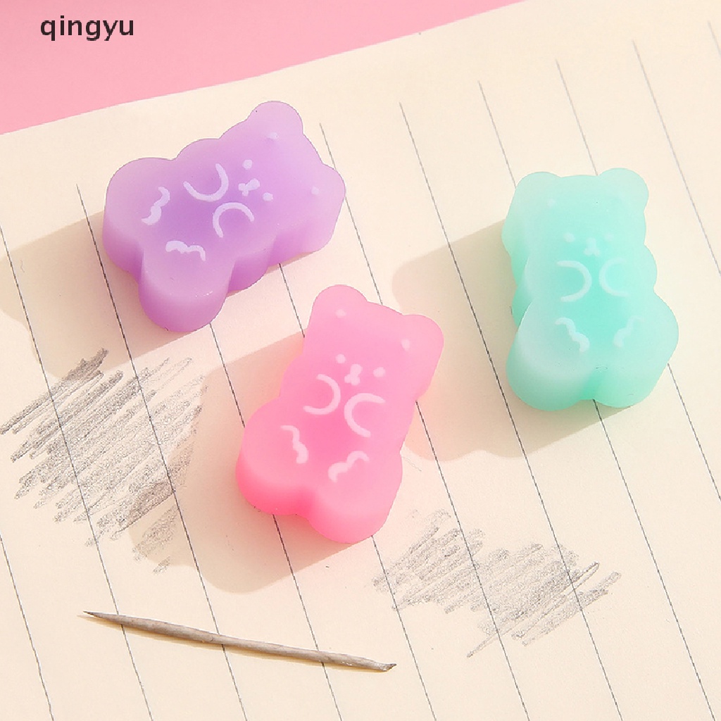 Bộ 5 Cục Tẩy Hình Gấu Bằng Cao Su Mềm Màu Trơn Dễ Lau Chùi Dành Cho Trẻ Em