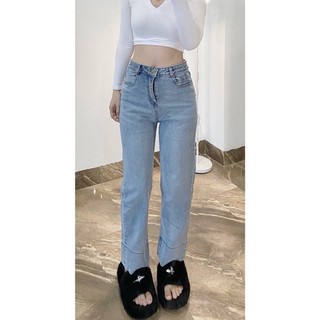 Quần jeans ống đứng gấu bản to - quần bò ống đứng