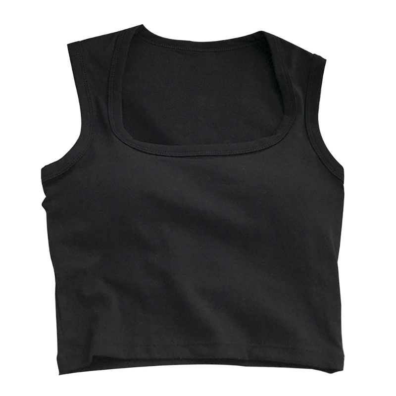Xiangbao Áo Ngực Crop Top Cổ Vuông Màu Trơn Thời Trang Mùa Hè Dành Cho Nữ